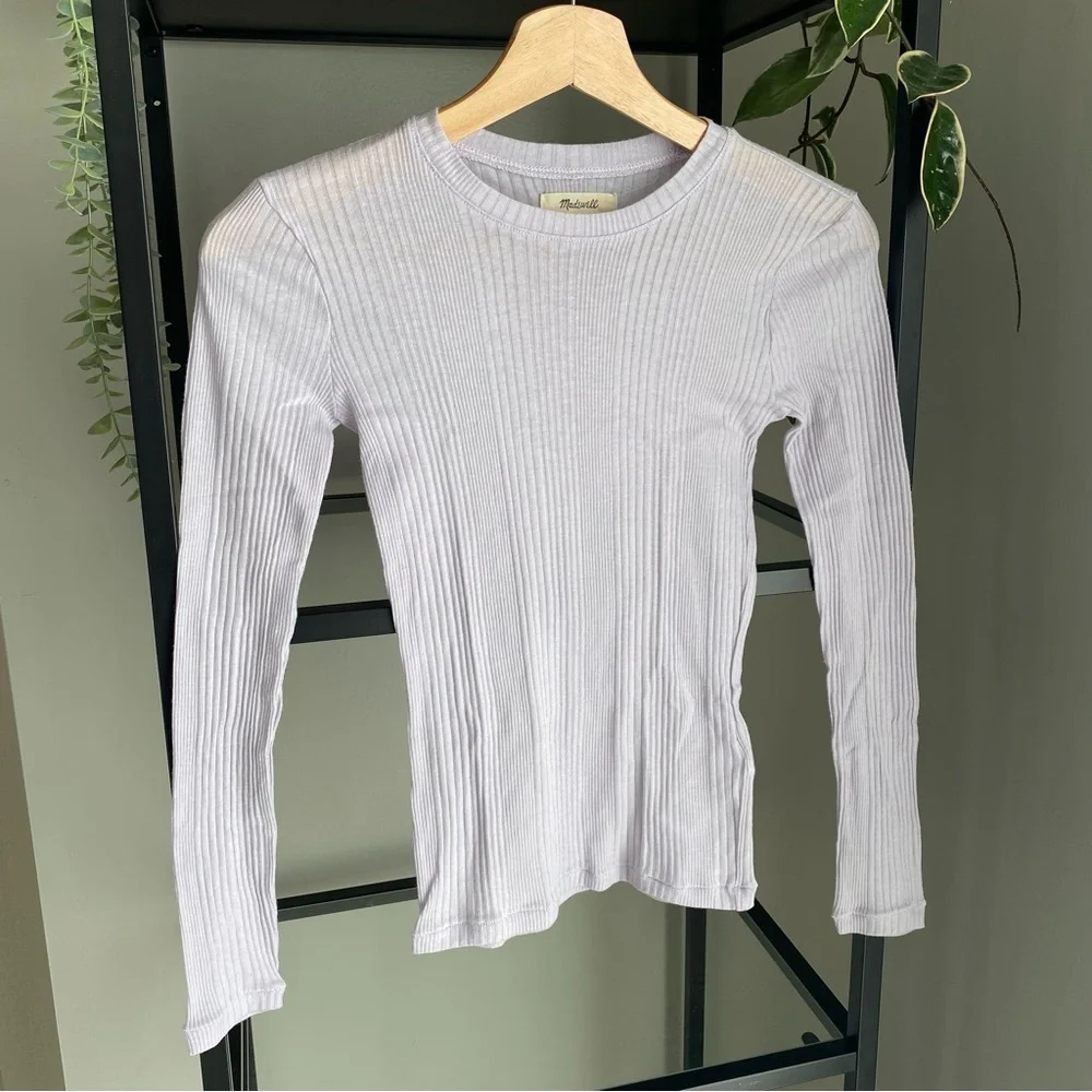 Madewell Light Lavender Ribbed Long Sleeve Tee - Picture 2 of 4